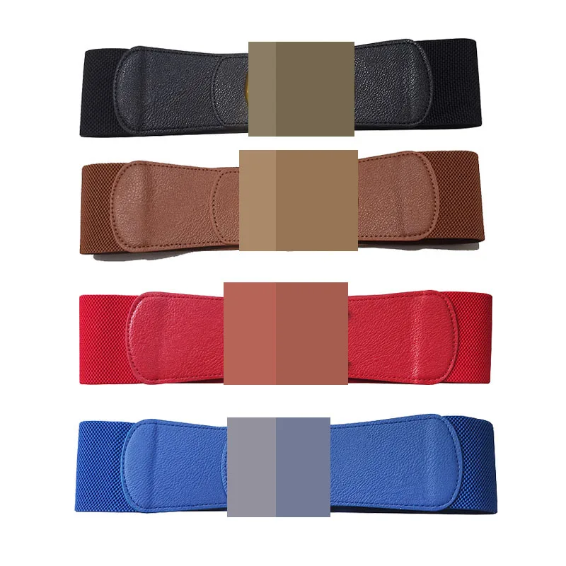 
Hot Sale Ladies Western Leather brand designer Stretch Waist Women Elastic Belt 