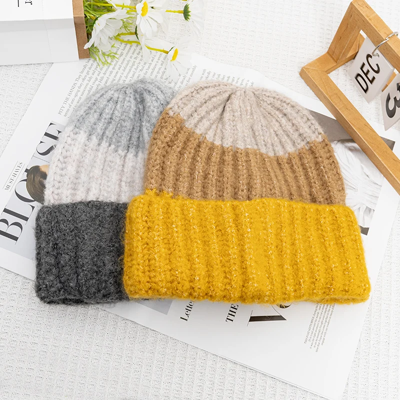 High Quality Winter Knit Beanie Hats Faux Cashmere Custom Patch Logo Beanies Knitted Hats