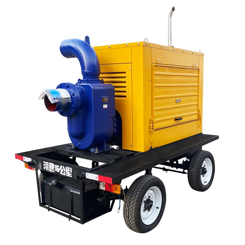 Self-priming Diesel Engine Trash Water Centrifugal Pump with Wheels Trailer for Irrigation Flood Control Drainage