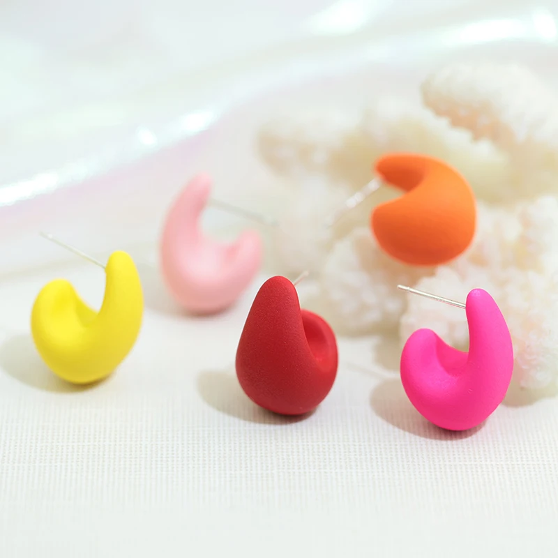 Fashion lacquered candy colored paint drop shaped earrings simple ear clips retro cold style sweet high-end earrings
