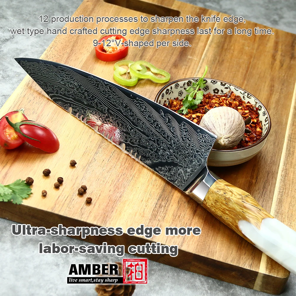 New arrival 8 inch damascus steel Japanese knives kitchen chef knife with resin handle