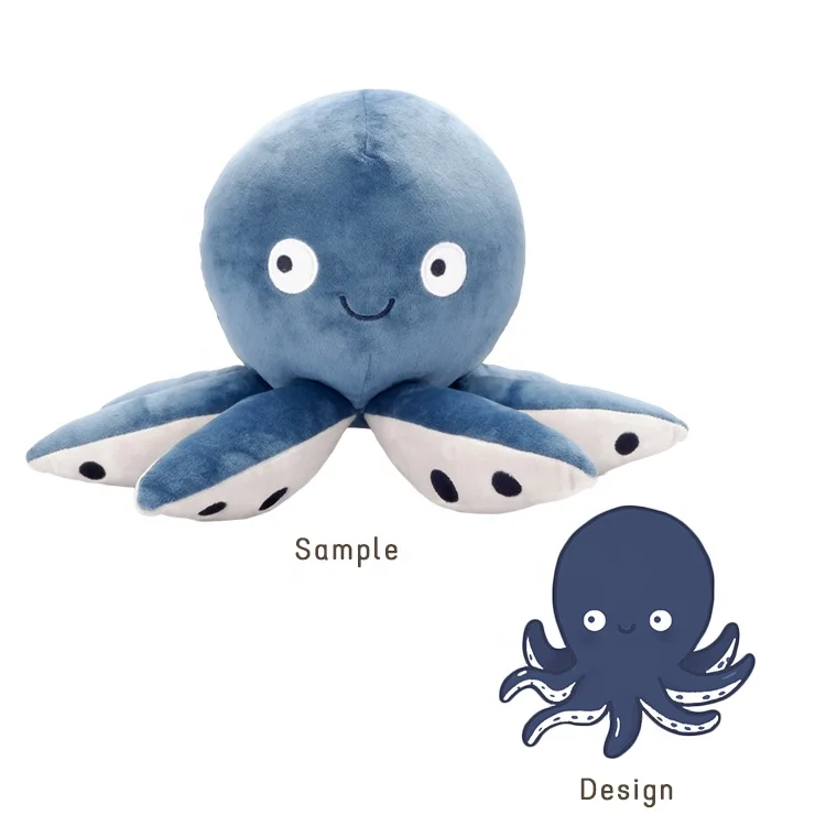 free sample new design bsci oekotex 3d custom stuffed sea animal reversible plush octopus funny