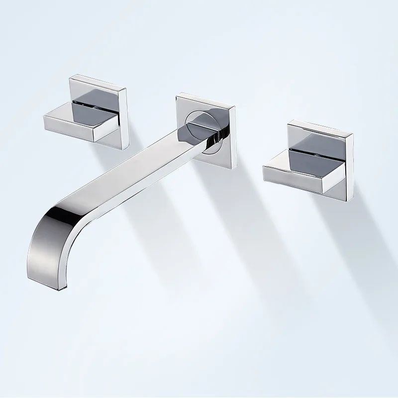 
High quality brass wall mounted mixer tap hidden basin faucet in-wall concealed wash basin mixer 