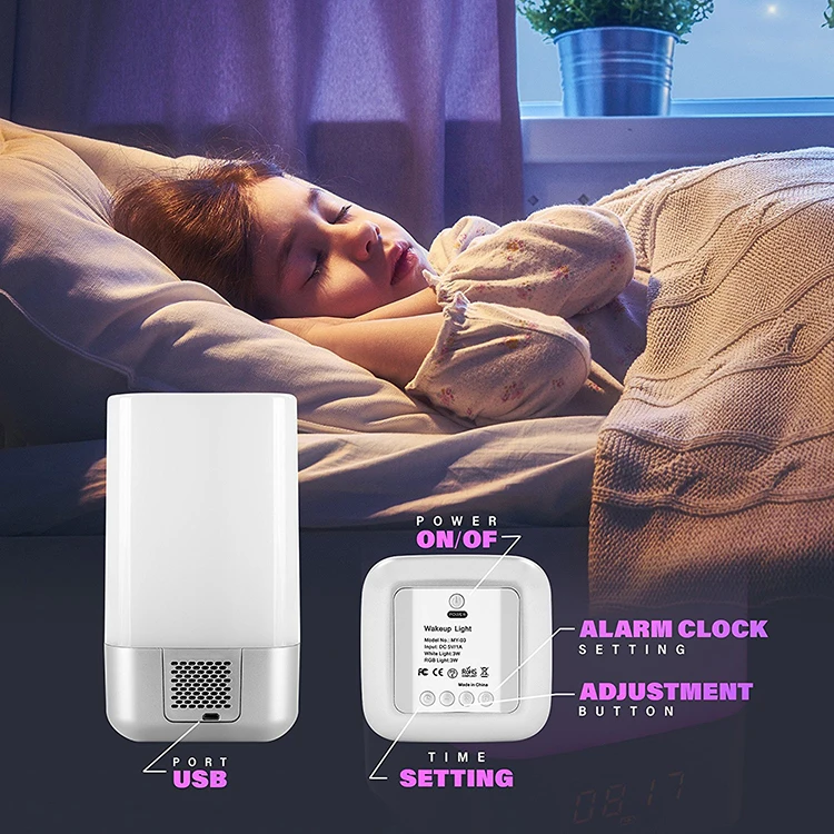 Smart Digital Clock LED Colorful Mood Light Alarm Clock For Bedroom Sunrise Simulation Wake Up Light