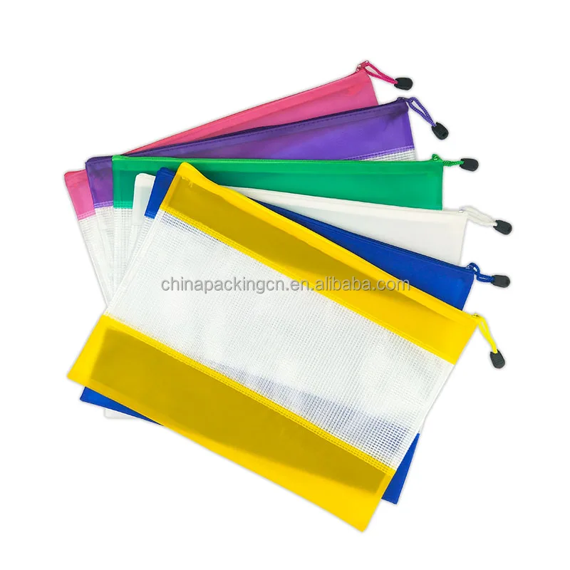 Transparent Waterproof Plastic Pvc Document Storage Holder File Bag a4 Travel Color Documents Bag With Zip Lock