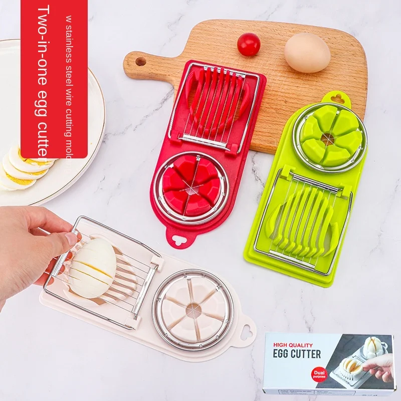 2 в 1 пластиковое яйцо Slicer Разделитель с ячеистая сеть нержавеющей стали для приготовления пищи на кухне