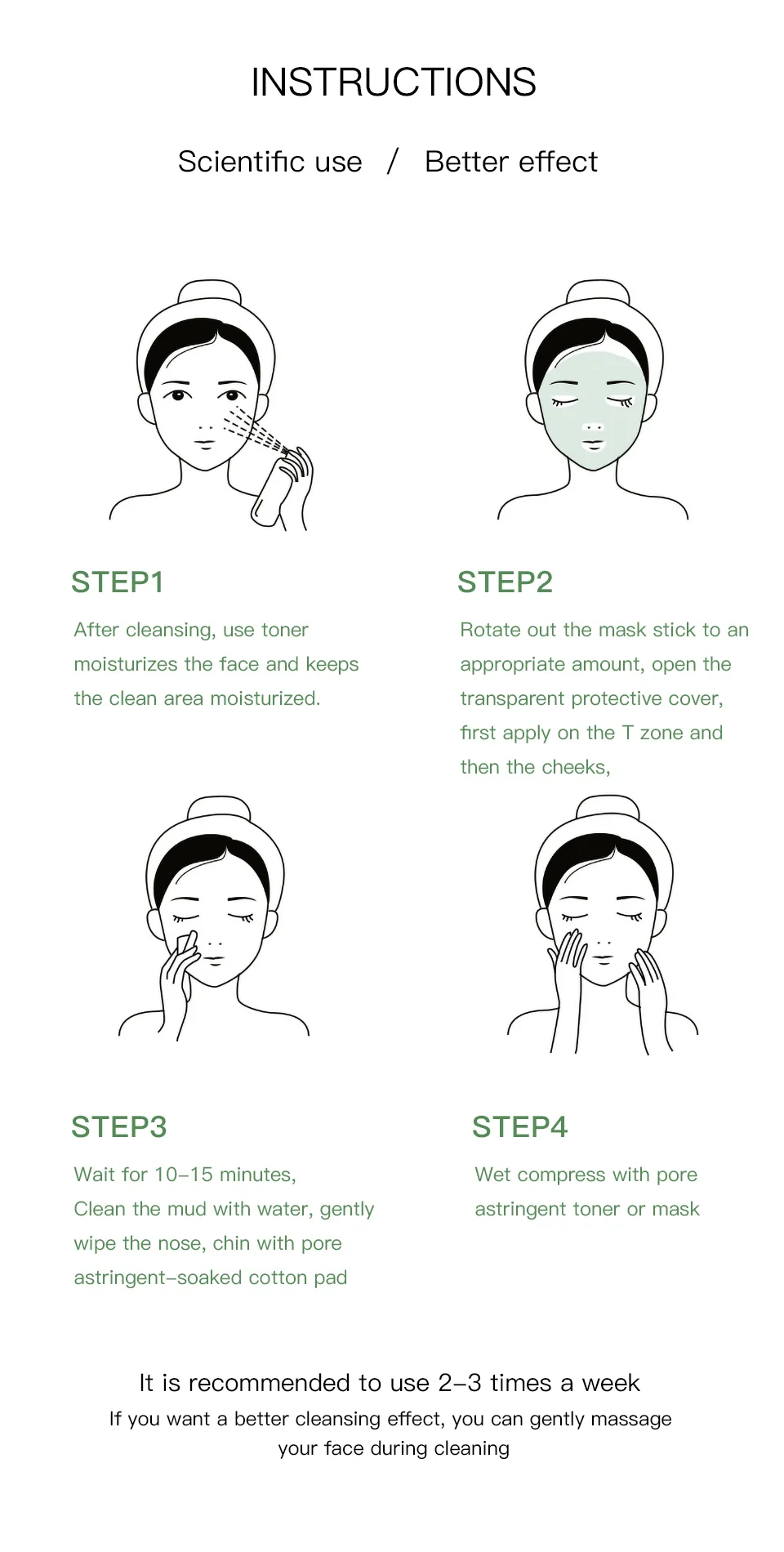 Deep Cleansing Exfoliating Pores skin care clay facial natural moisturiser Clay Mask Stick