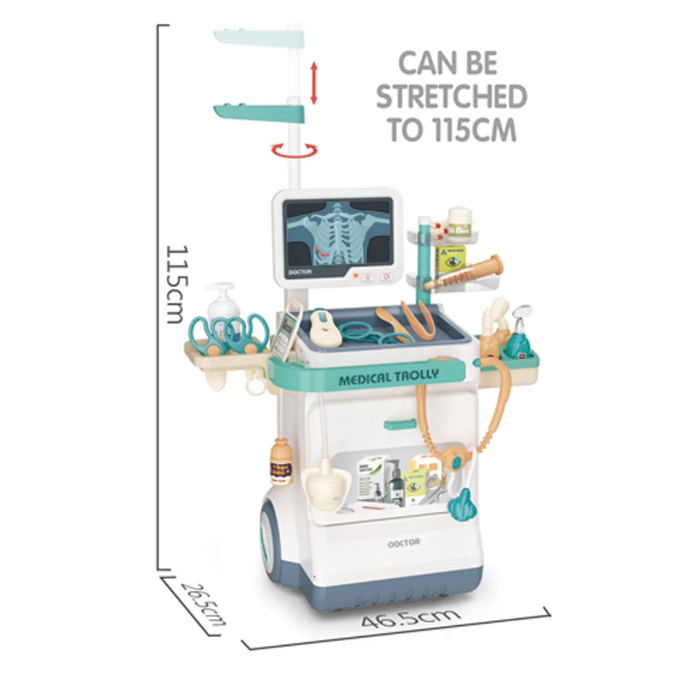 High Quality Electric Electrocardiogram Doctor Toy Set for Kids Including Female and Male Simulated Handcart for Girls