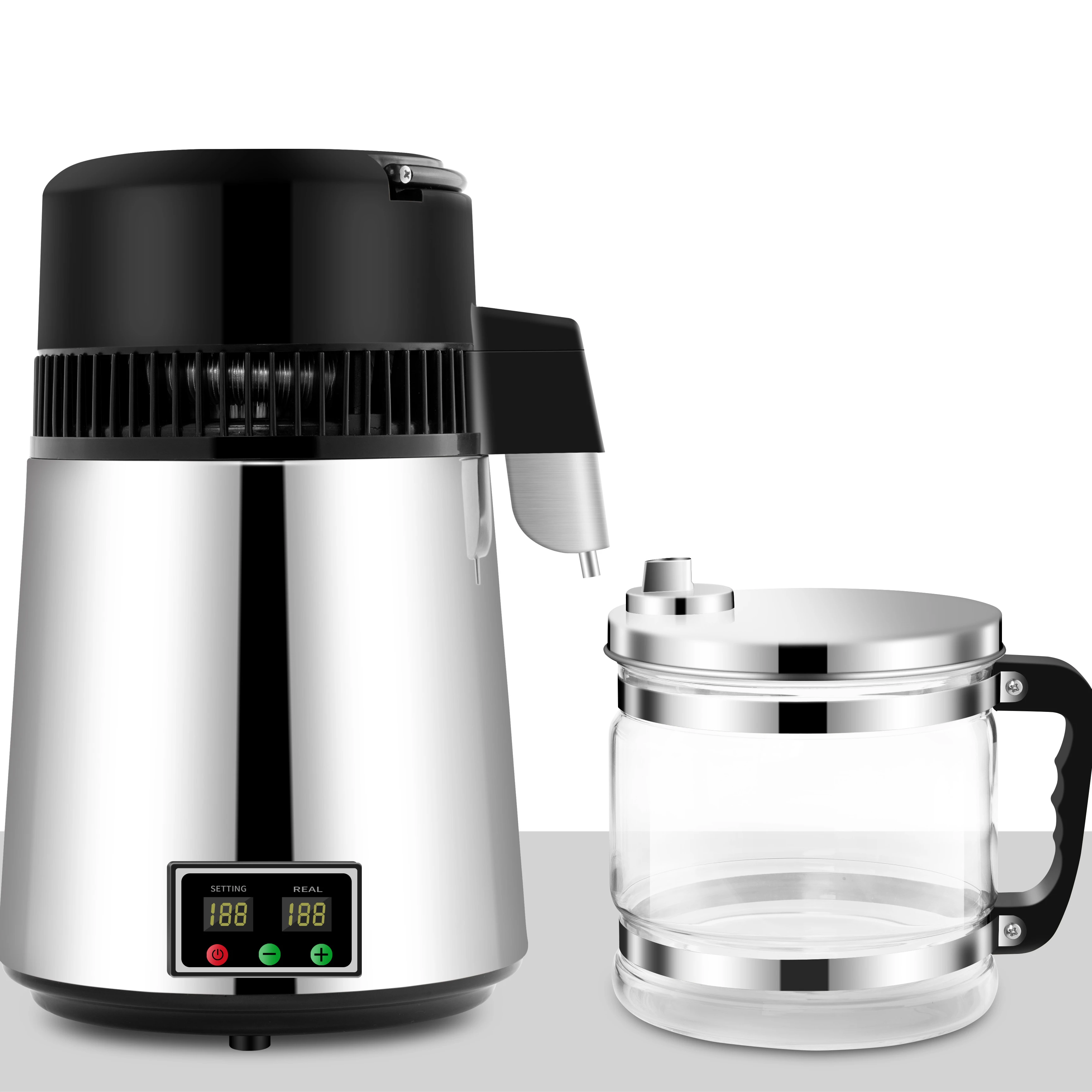 Home 4L Water Distiller with Dual Temperature Display 750W Stainless Steel  Water Distill Purifier