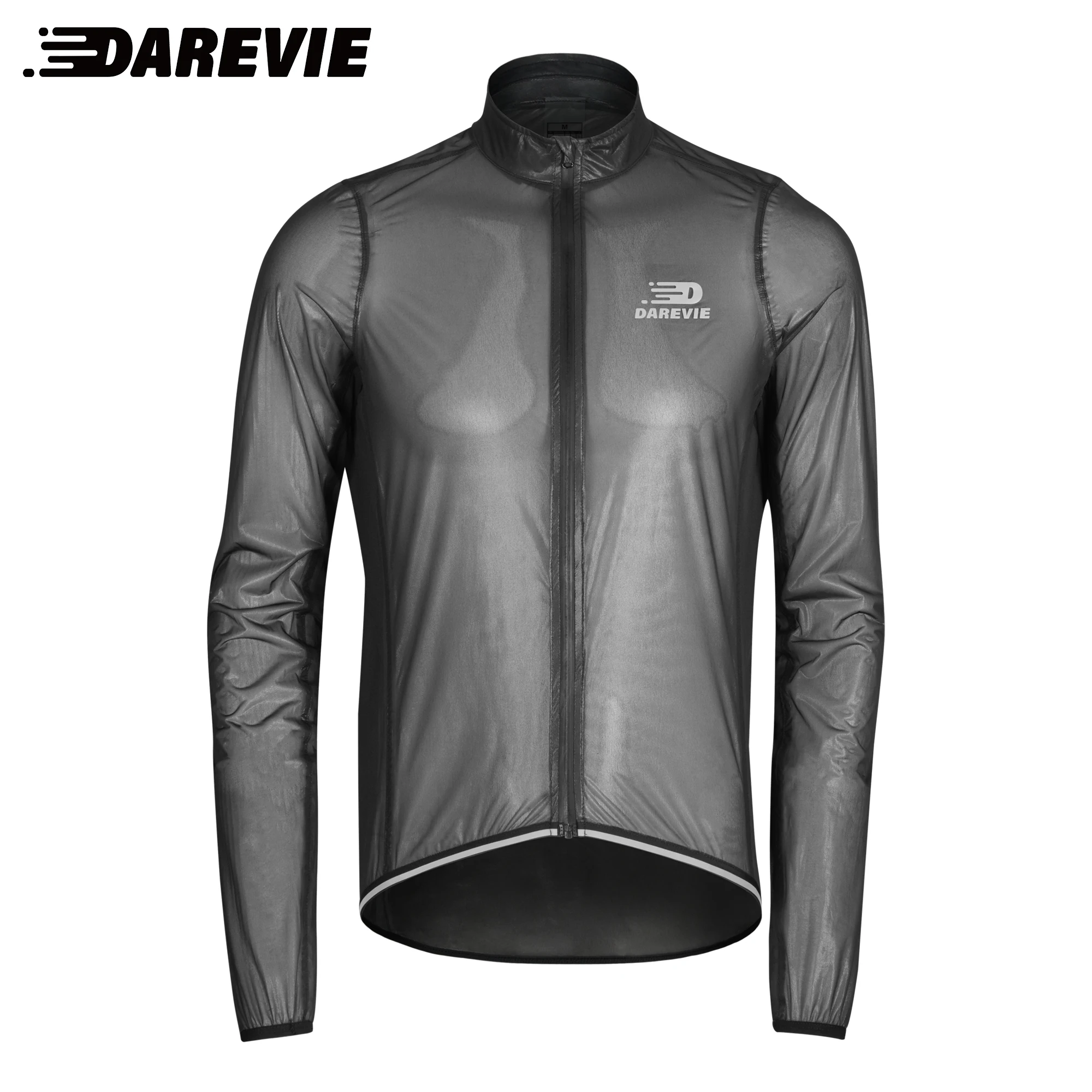 Darevie Black Full Sleeves Waterproof Translucent Bike Raincoat Jacket Bicycle Cycling Raincoat Jacket For Biking