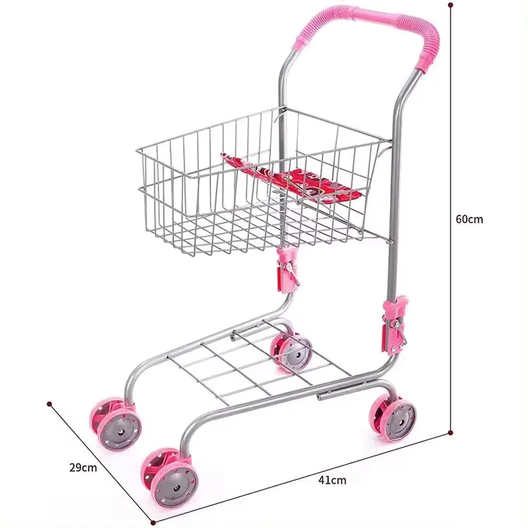 Newest Mini Supermarket Shopping Trolley for kids Toy storage Supermarket children shopping cart with toy car
