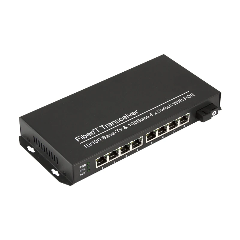 OEM 8 порт 100 м POE волоконно-оптический коммутатор + 1