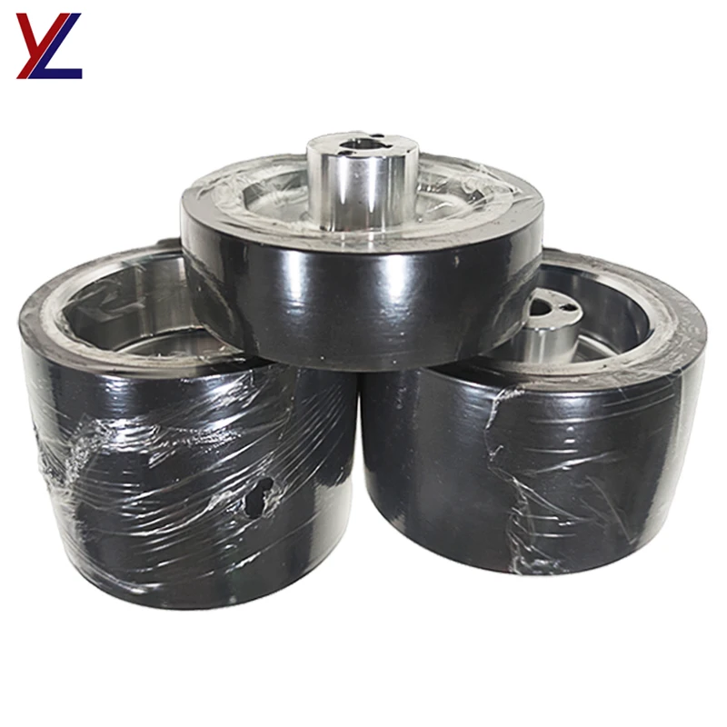 Core Polishing Brushed Flat Rubber Wheel, Wear-resistant Mechanical Bearing Rubber Coating Parts of Glue Machine, Steel Rubber W