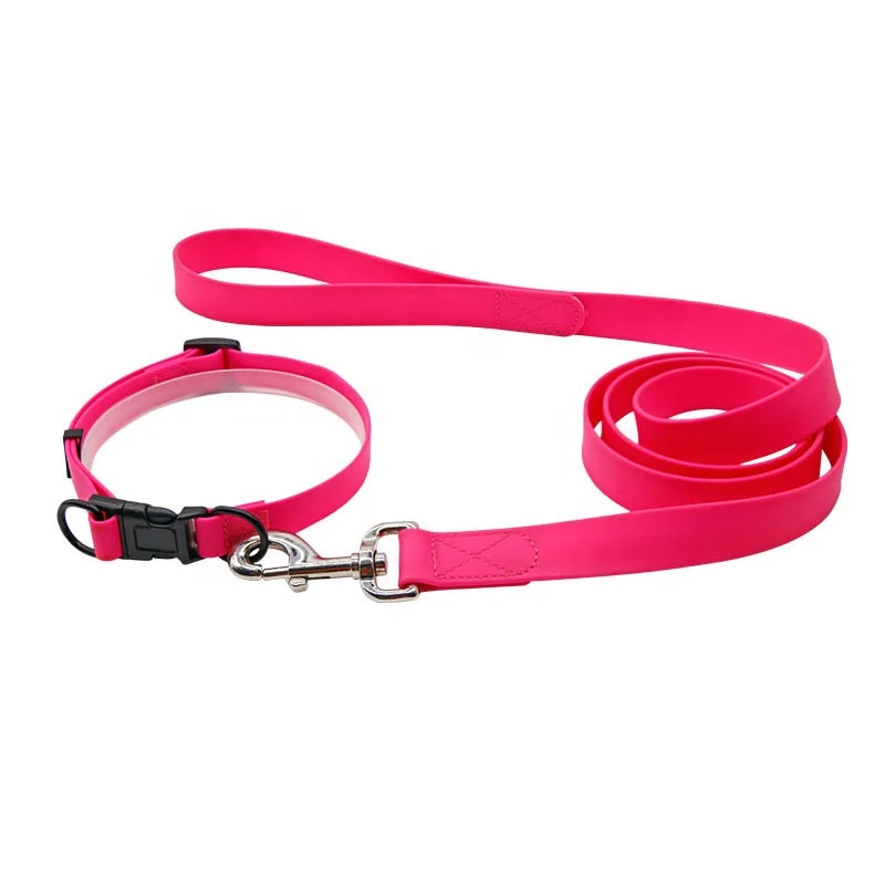 2022 Pet Supplies Fashion Dog Leash Waterproof Soft Soft Rubber Custom PVC dog collar and leash set