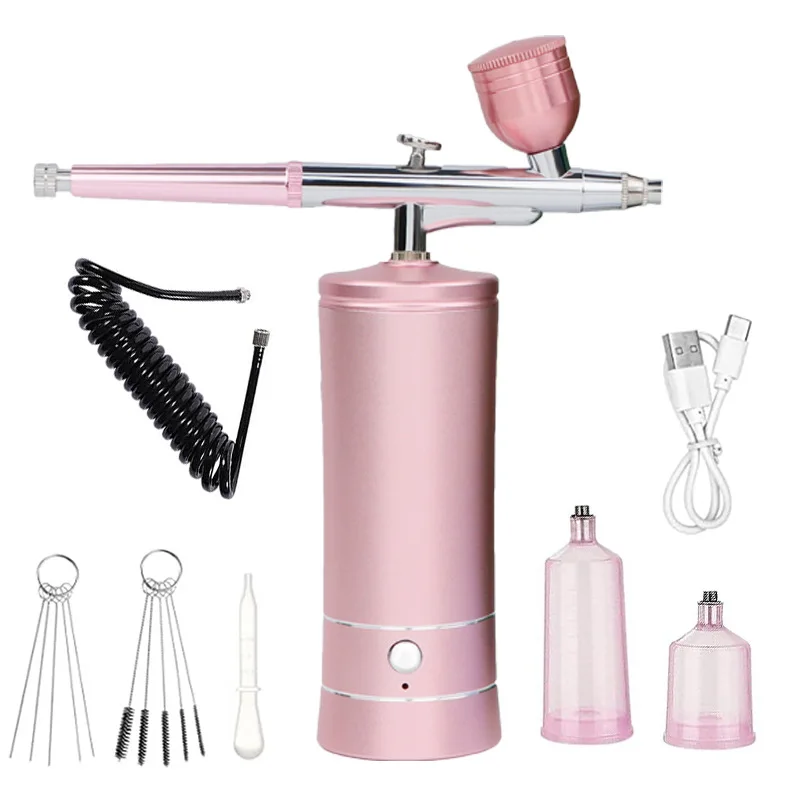 Portable USB Wireless Rechargeable Airbrush Machine Water Ombre Nail Art Paint Powder Spray Gun Airbrush Set