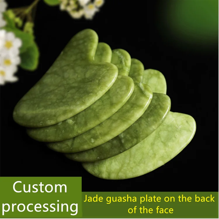 Best price 100% Natural Anti Aging green xiuyan Jade gua sha Therapy timing control and slimming face Jade Facial gua sha board