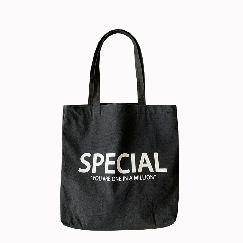Wholesale Plain Fashion Shopping Zipper Print Women Cotton Canvas Tote Bag with Custom Printed Logo
