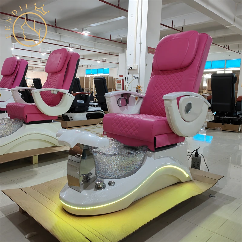 Modern Luxury Beauty Pink Black Pedicure Chair Lay Down Spa Pedicure Chair Manufacturers With Light