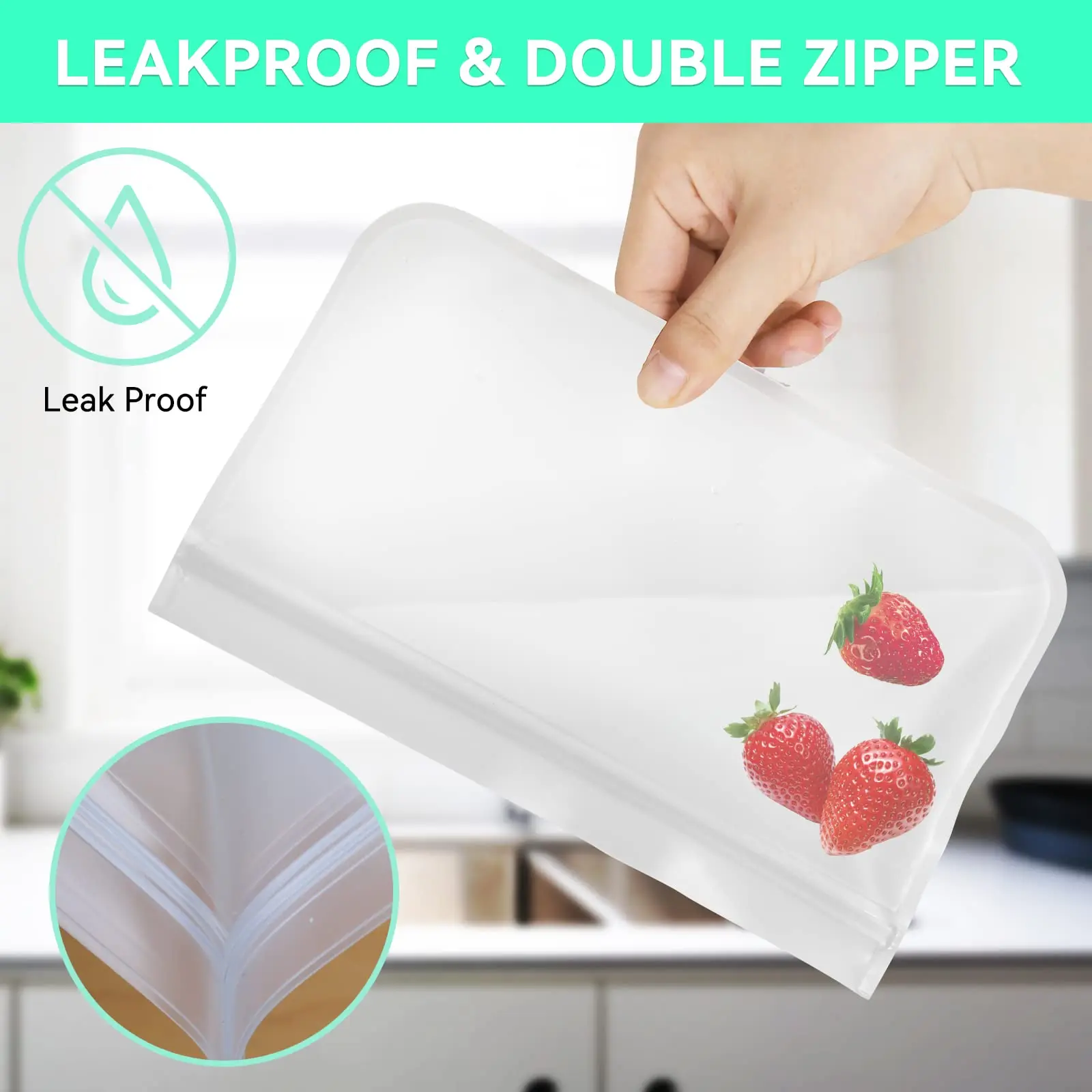 High Quality Eco Friendly Leakproof Reusable Freezer Liquid Food Storage Bag Reusable Ziplock Bags