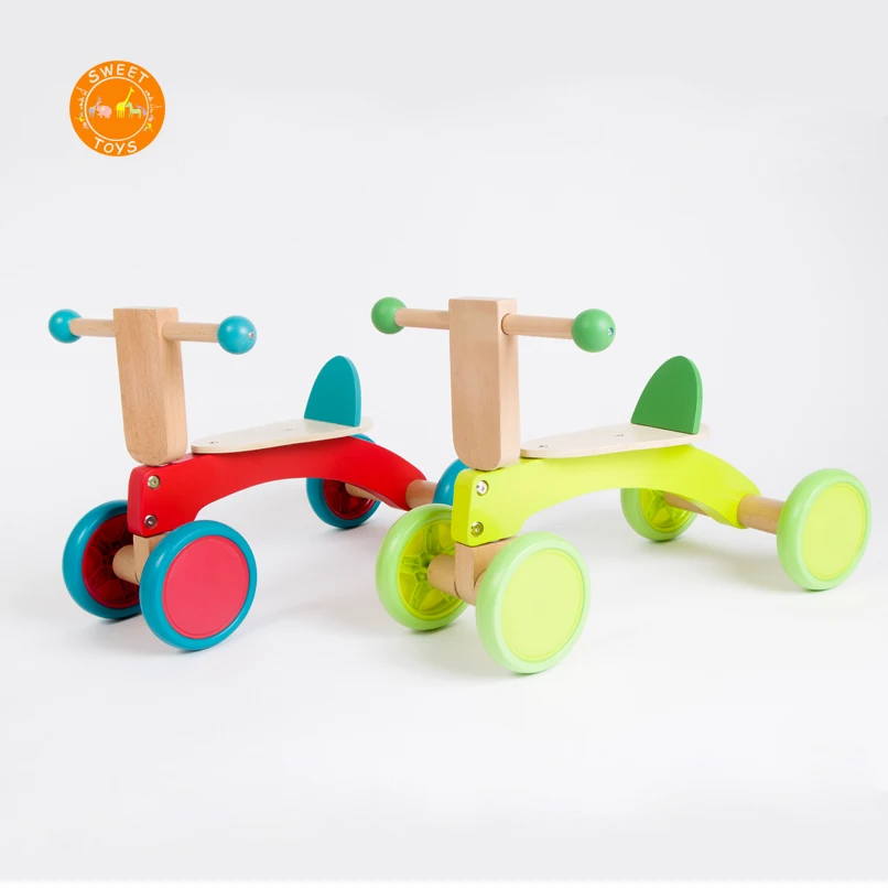 Green 4 wheels toddlers ride on car push balance bike for baby