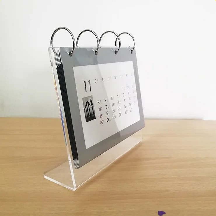 Accept Customized Acrylic Desk Calendar Stand Holder Standing Calendar