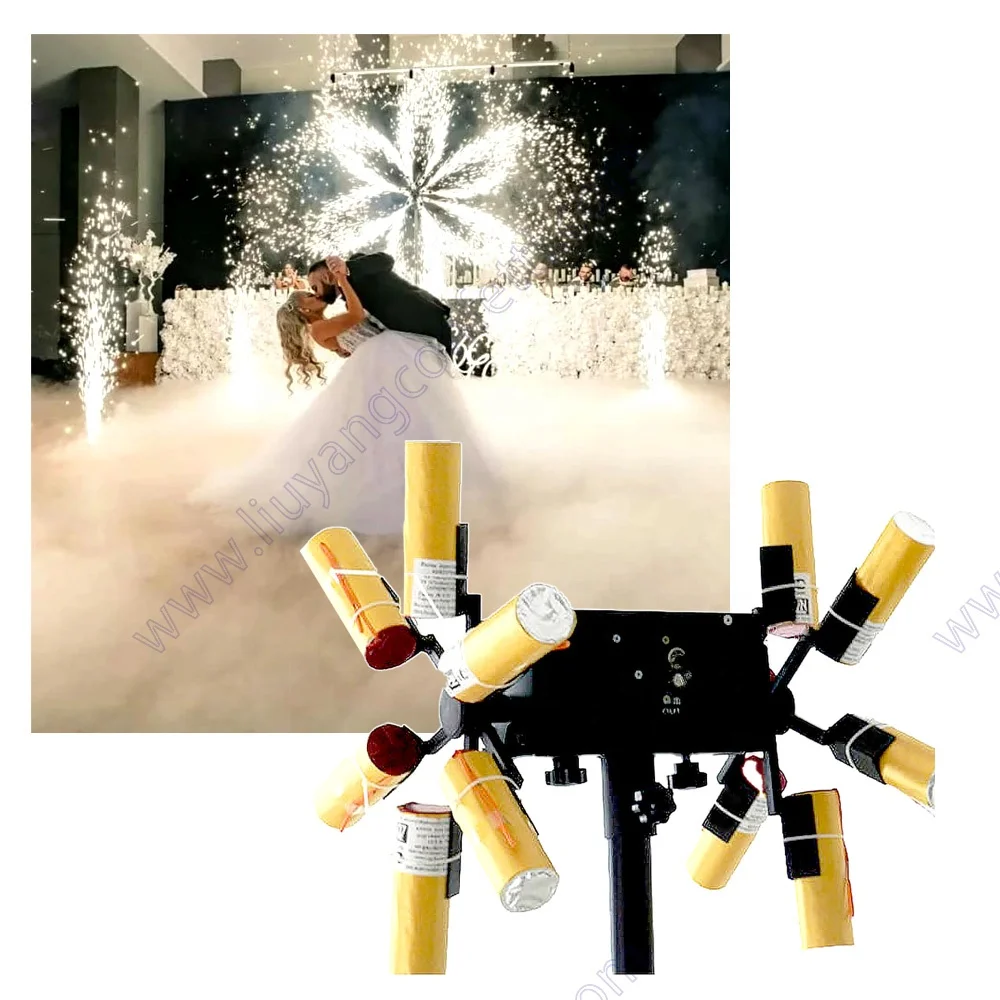Dj SFX Fountain Sparkler Spark Stage Indoor Firing System Double Wheels Party Wedding Remote Control Cold Pyro Fireworks Machine