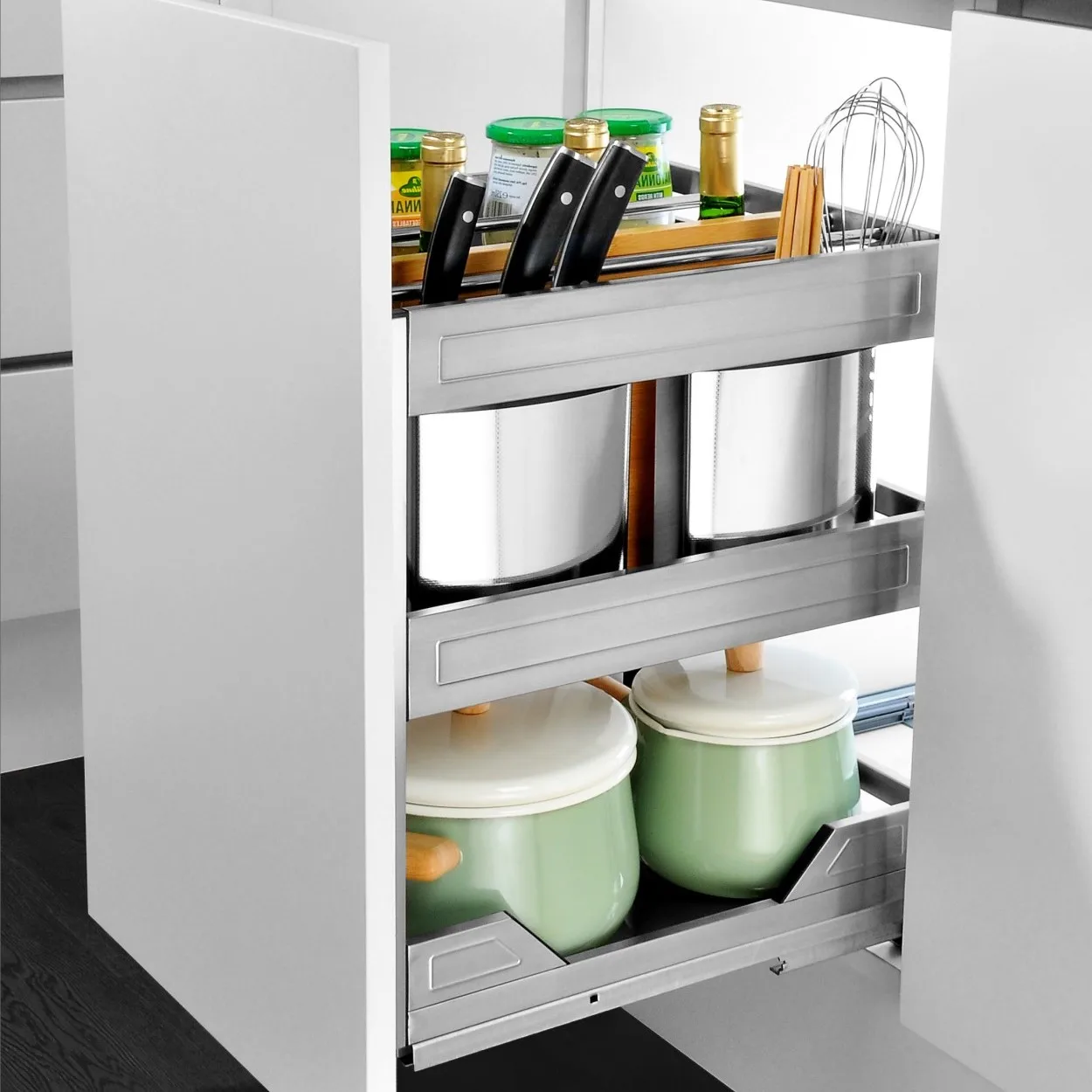 Stainless steel kitchen basket storage