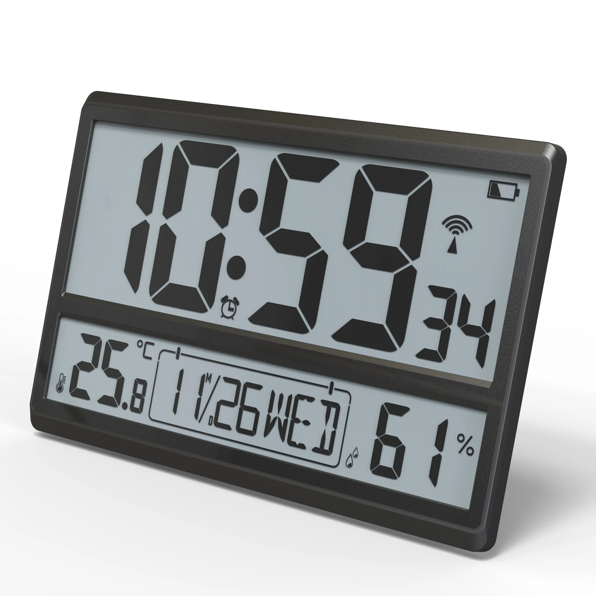 Oversize Electronic Wall Mounted Clock with LCD Larger Screen Battery Operated Digital Wall Clock