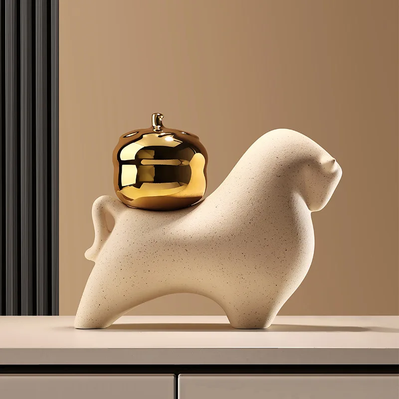 New Chinese Style Animal Ceramic Decoration Living Room Lobby Entryway Ornament Hotel Sample Room Decor