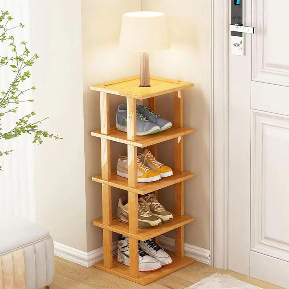 5 Tier- Vertical Shoe Rack for Small Spaces, Tall Narrow Shoe Rack Organizer,Skinny Shoe Shelf with Free Stackable DIY