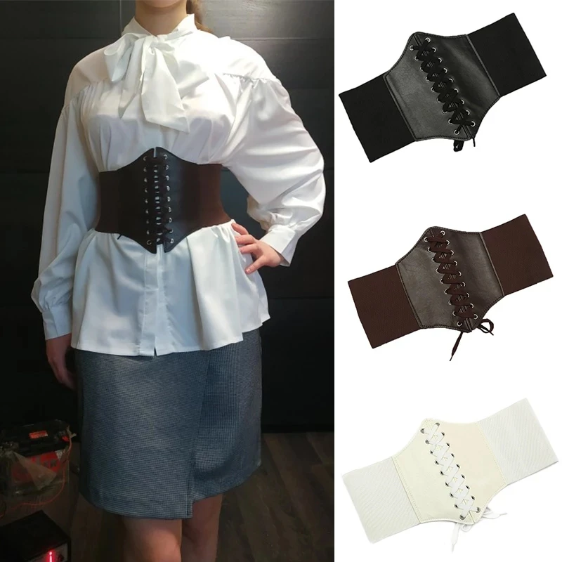 Corset Wide Pu Leather Slimming Body Belts for Women Elastic High Waist Belts Cinto Sobretudo Ceinture Femme Fajas