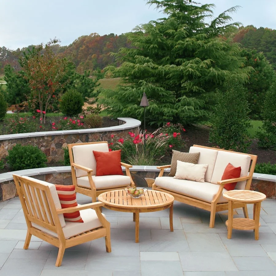 Современная мебель для патио, садовый диван, уличная деревянная мебель, комплект уличных диванов из тика