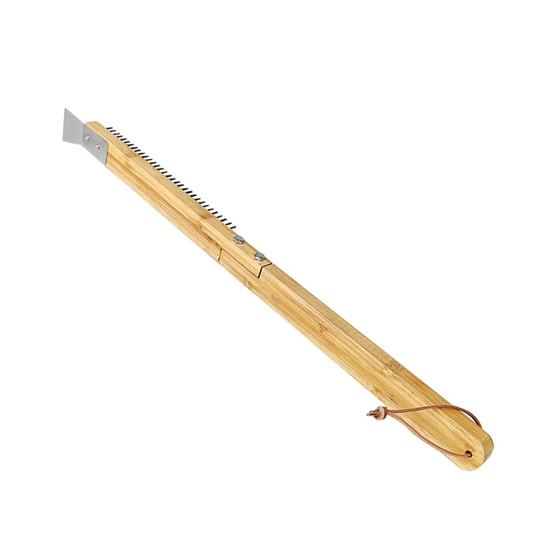 Detachable Bamboo Handle Grill Oven Cleaning Brush Pizza Board Pizza stone Cleaning Brush with Scraper