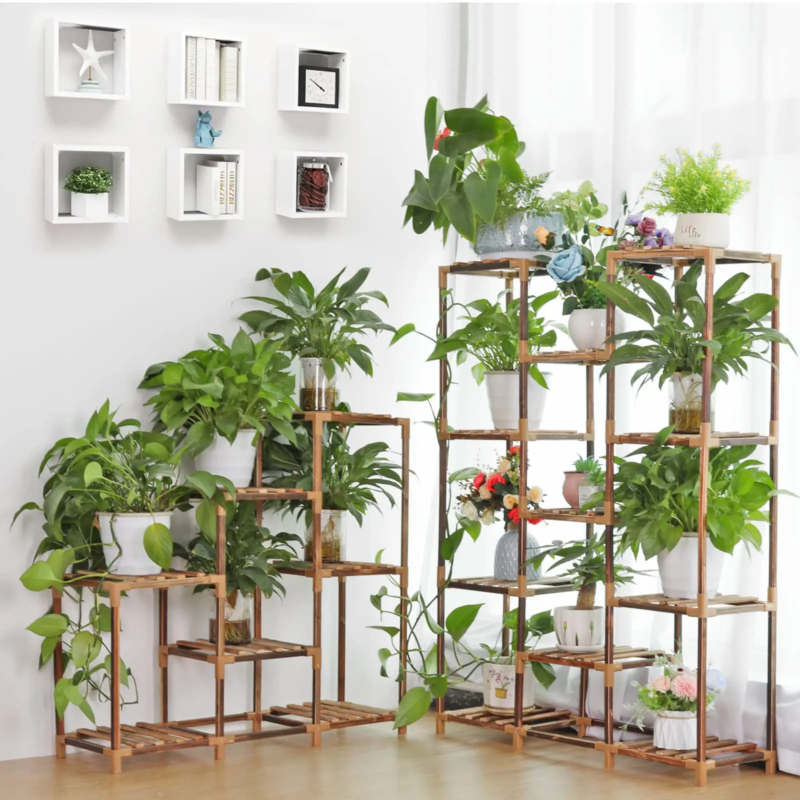 Bamboo Flower Plant Stand Multifunction Shelves Storage Shelf Plant Stand