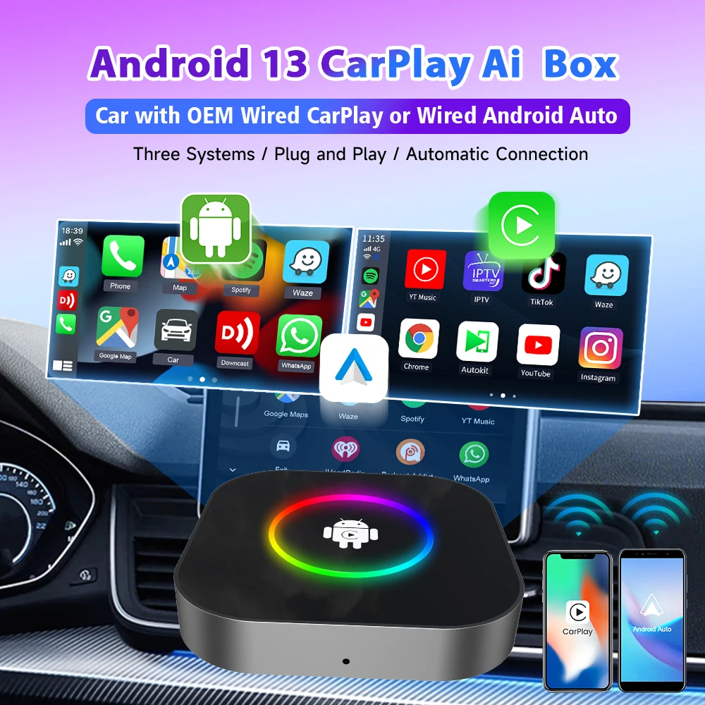 New Arrival Carlinkit 4G+64GB Android 13 System carplay module mini radio car android auto wireless carplay for Youtobe Netflix