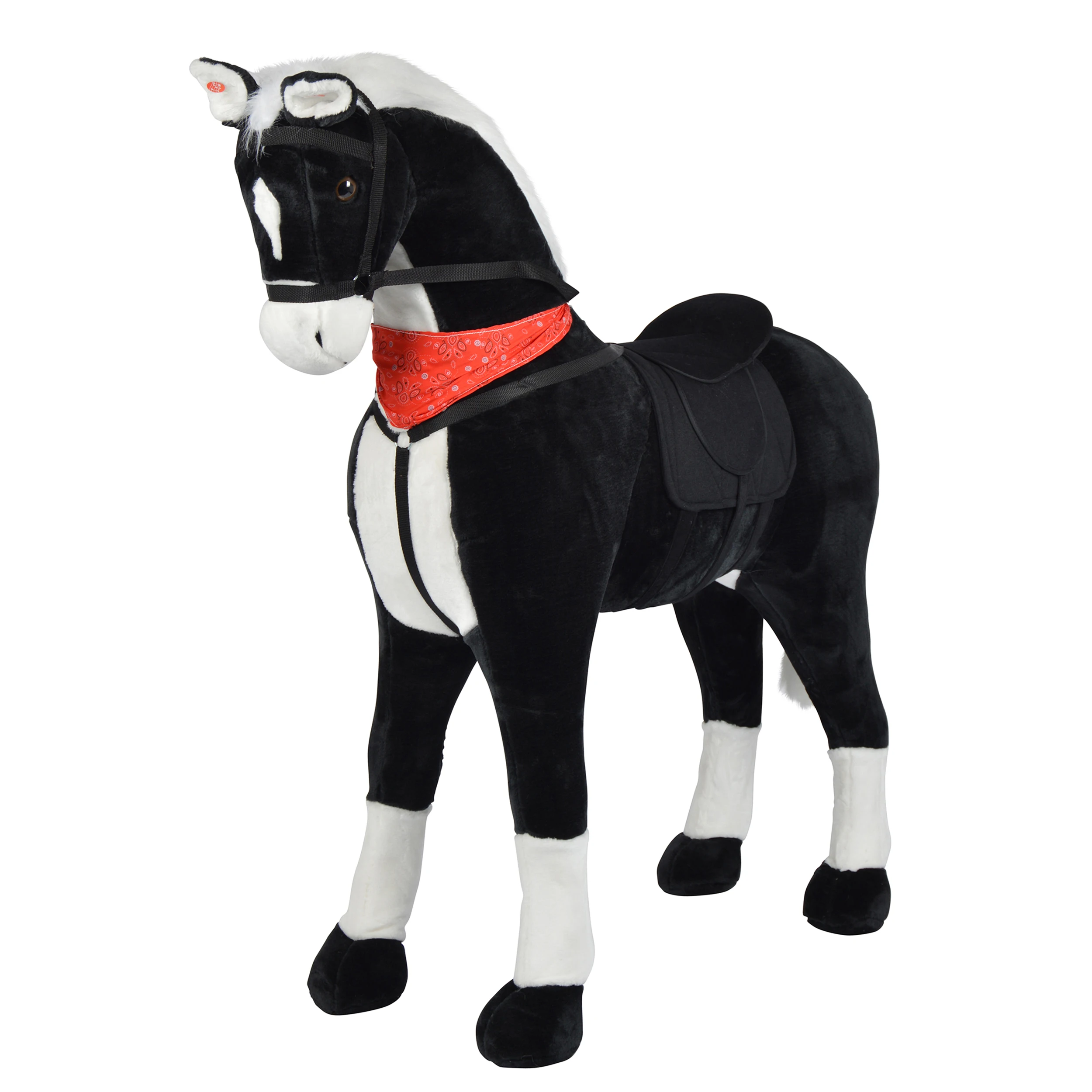 Black colored plush standing horse at 125cm height