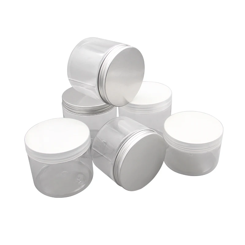 300g 400g 500g empty Clear big capacity Clear cover/Aluminum cover  PET  tea jar Candy plastic  jar