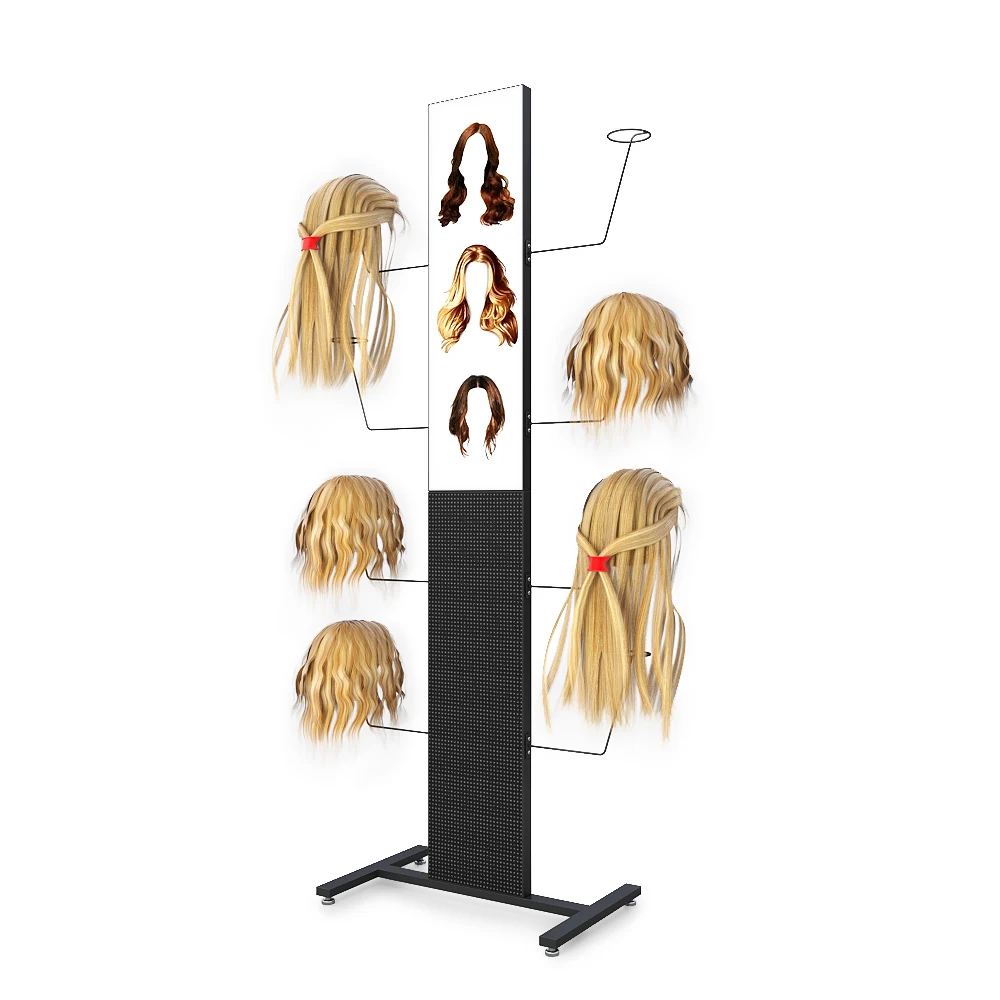 Europe fashion haircut shop iron black custom beauty salon wigs bundles hair extension display rack shelf