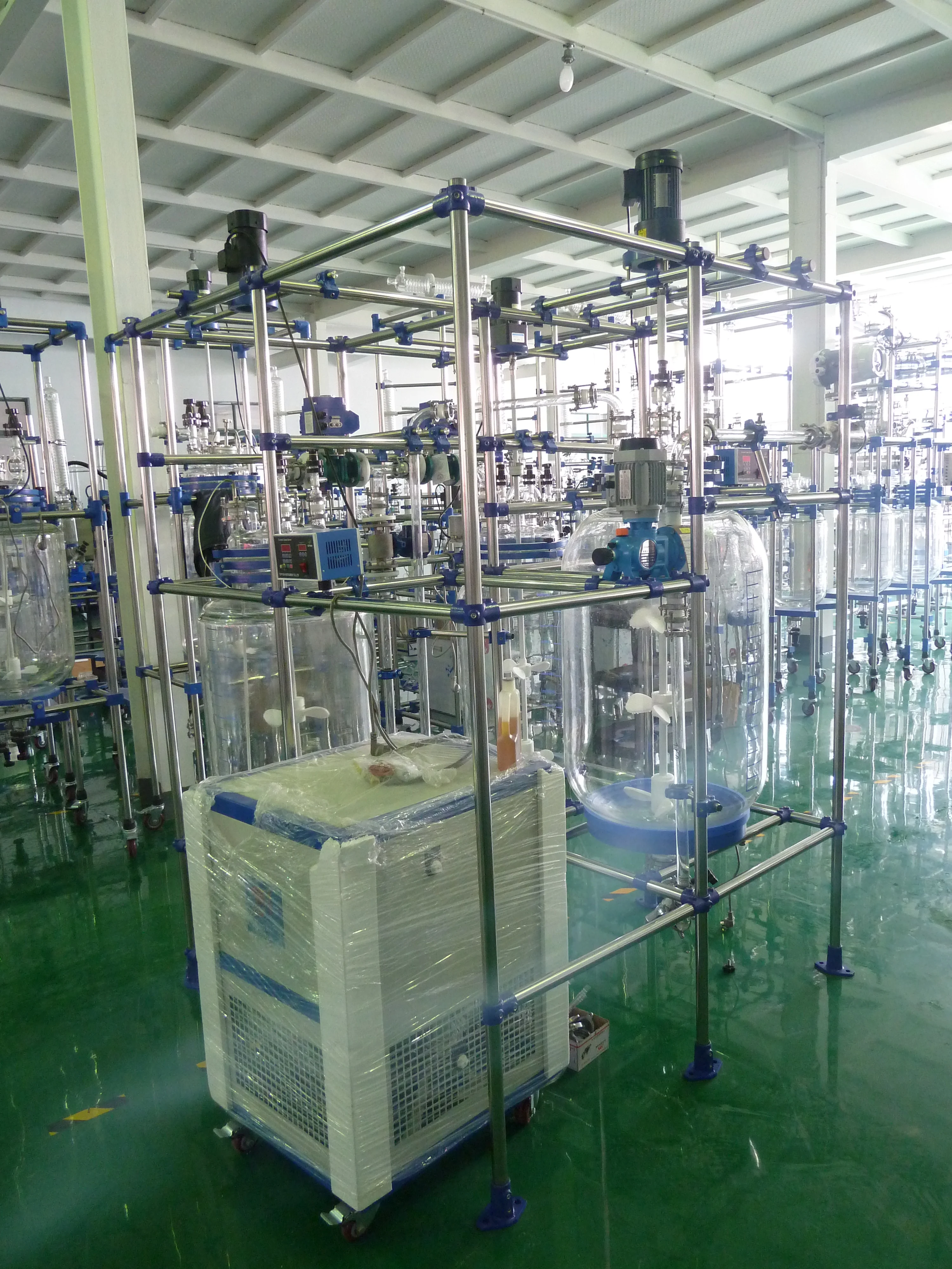 pyrex glass cylindrical  mini jacket glass reactor lab