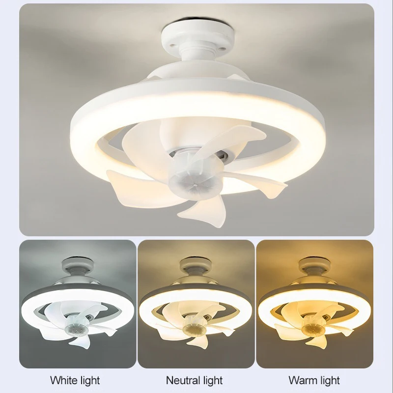 Indoor Heat Home Living Room Bathroom Socket E27 Bulb Smart Dimmable Led Ceiling Light with Fan and Remote Control