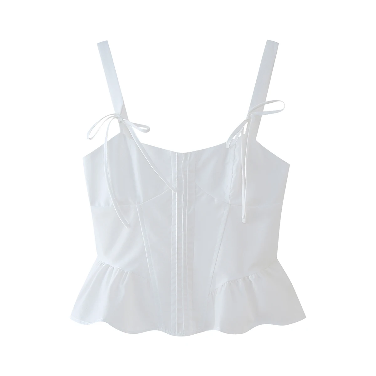 White color spaghetti strap front lace up hot sale casual fashion tank top for women