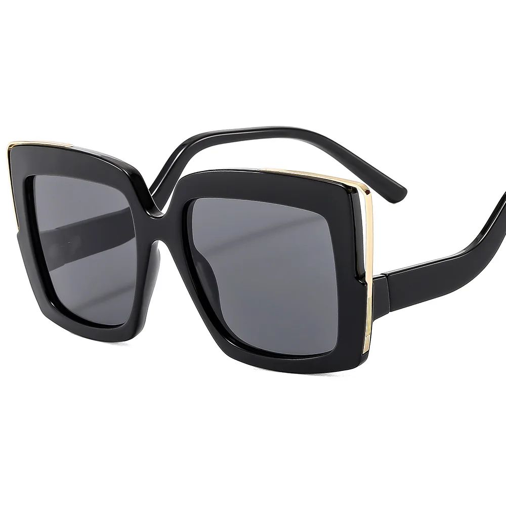 New Personalized Curved Leg Square Sunglasses for Women Large Frame Colorful Decorative Glasses