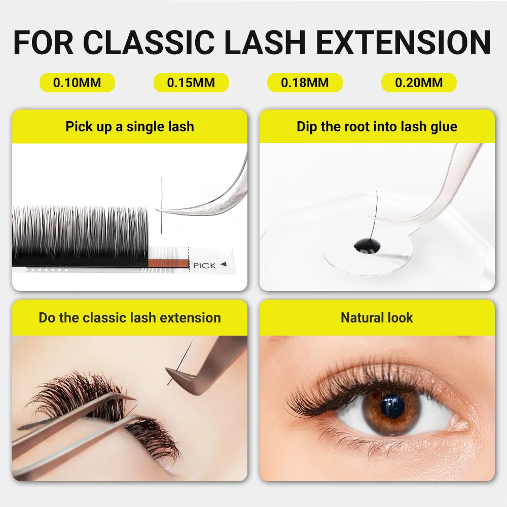 5-18mm Mix Length 003 005 007 Individual Eyelash Extension Natural Long Classic Eye Lashes Korea Silk Volume Lash Extension