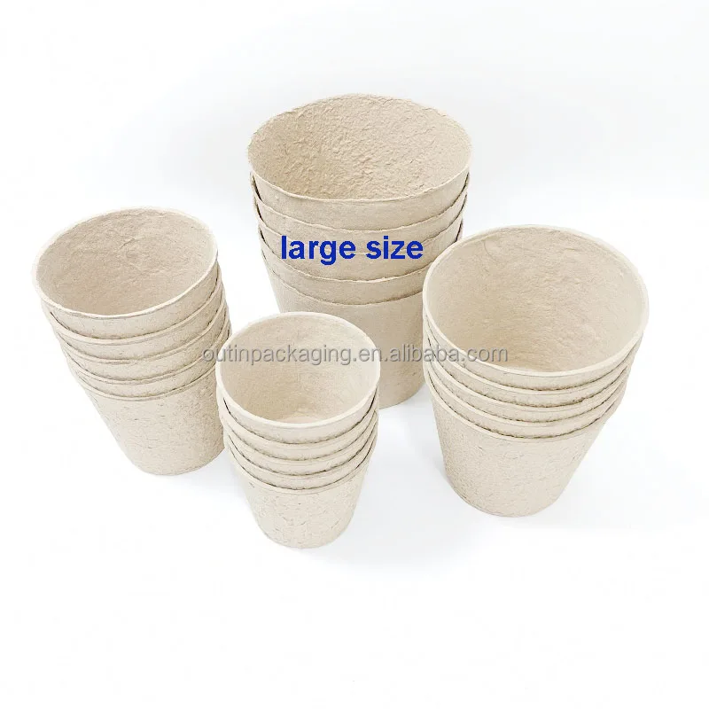 100% biodegradable transplanter pulp paper flower plant seed starter peat pots for seedlings large size flower plant seeding cup