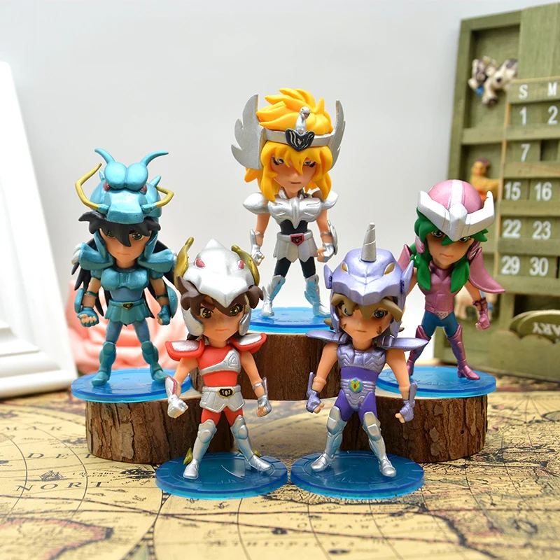 
5 Styles Cute Q-version Mini Anime Saint Seiya PVC Figurine Cartoon Decoration Model Action Figure Toys 