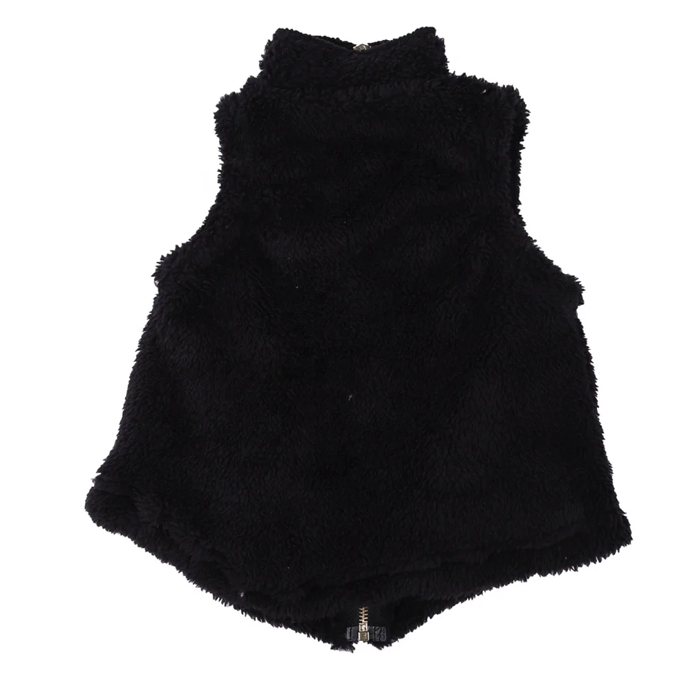 
Pretty fashion new style wholesale wool kids sleeveless v- neck coat sherpa vest 