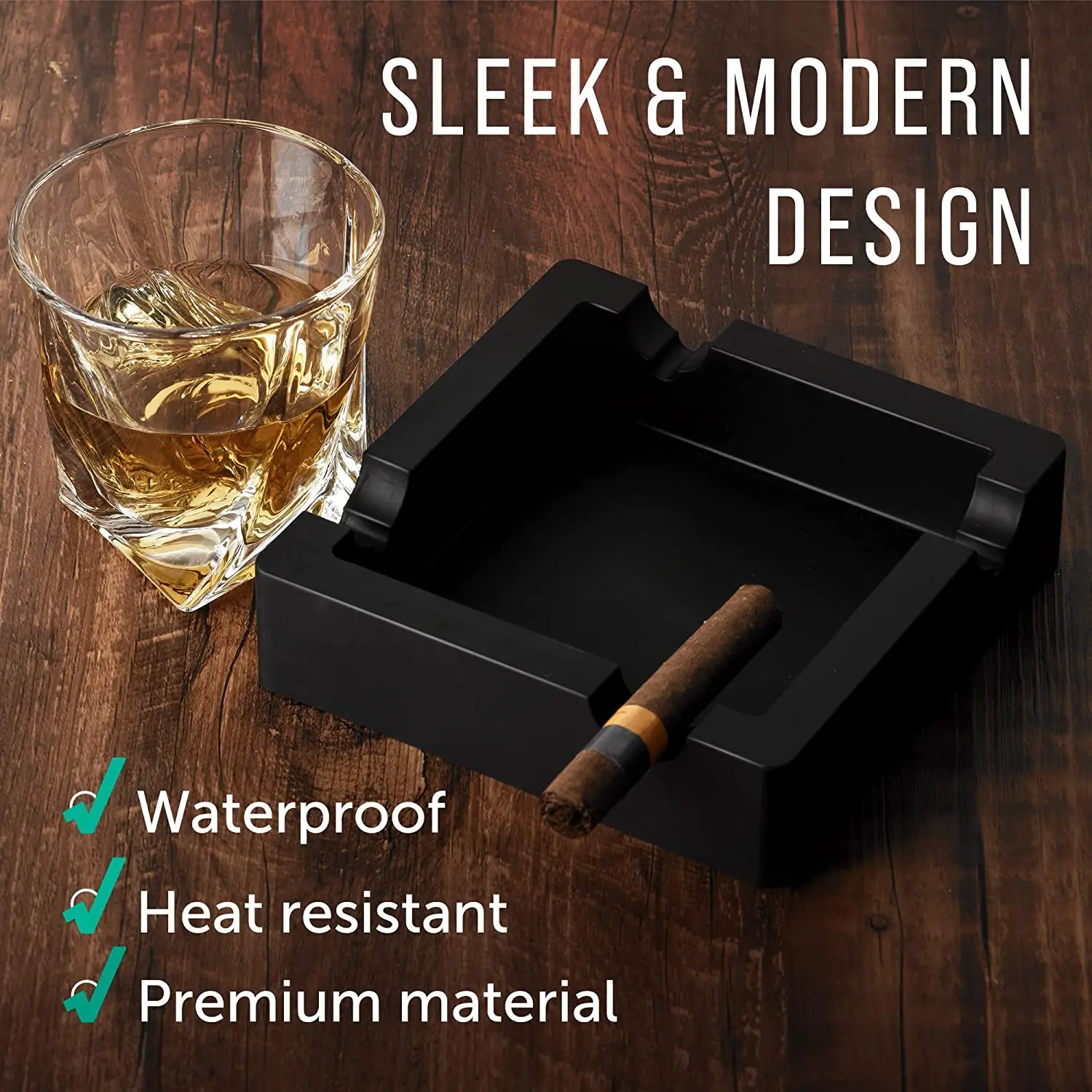 Outdoor square large ashtray travel portable customized silicone cigar ashtray custom logo for hotel