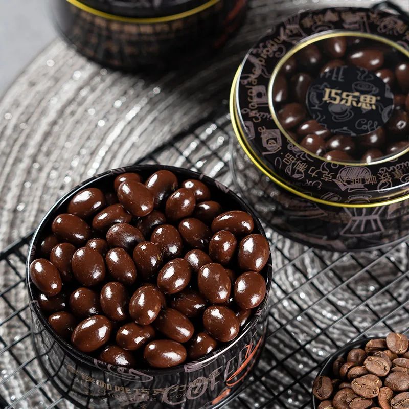 Qiaolesi Coffee Beans Chocolate Ball Sandwich Pure Coco Fat 200G Canned Fitness Internet Celebrity Student Leisure Snacks