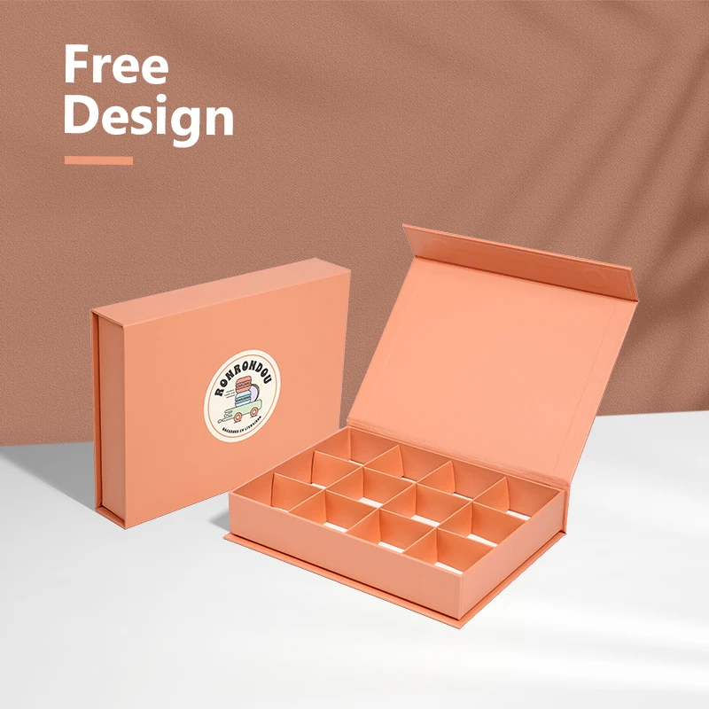 Роскошный жесткий картонный Магнитный 12 штук шоколадный пакет Премиум коробка переработанный Пользовательский логотип матовый ламинированный разделитель