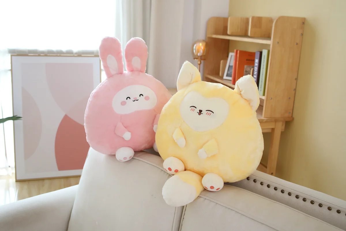 New Design Stuffed Animal Plush Toy Cute Animal Doll Rabbit Fox Soft Animal Shape Throw Pillow